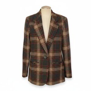 Requirements Petite Plaid Wool-Blend Blazer – Size 10P